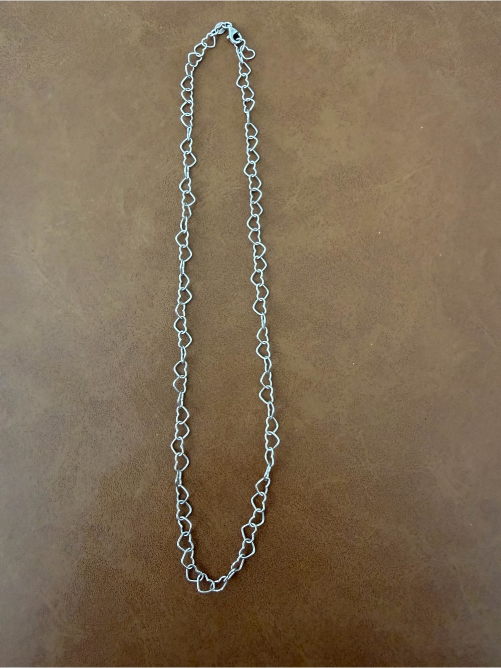 Sterling Silver Heart-Link Necklace for Women - Elegant Open Heart Chain #441